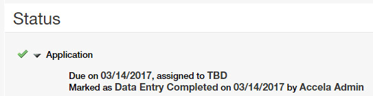 Status tab with drop down tab open to show application status