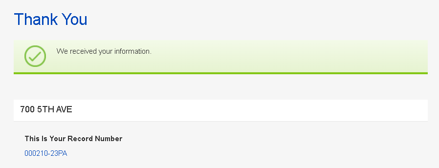 A thank you message acknowleging you were successful with your submission.