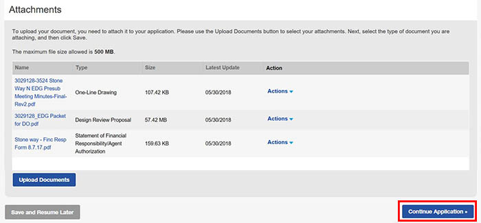 An example of what it should look like when you've uploaded all documents correctly.