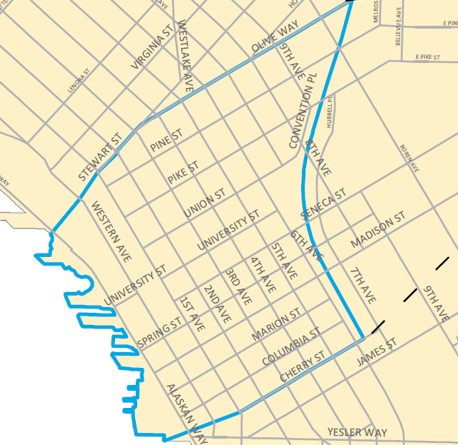 map of downtown urban core
