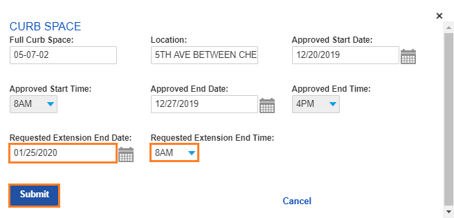 Requested Extension Dates
