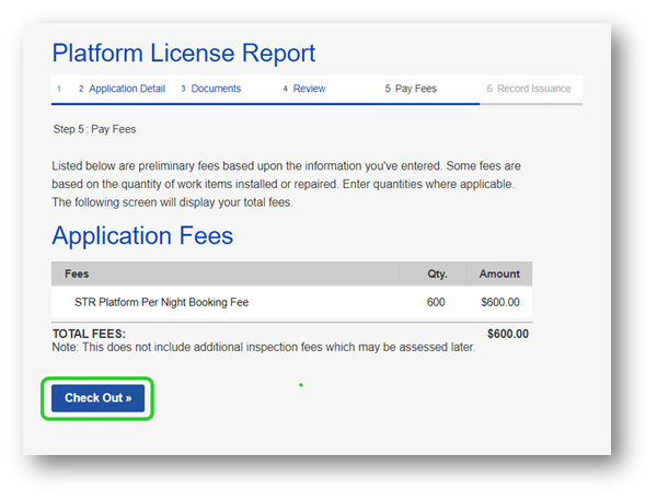 Platform License Report tab with check out button highlighted.