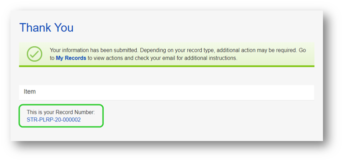 Thank you confirmation page