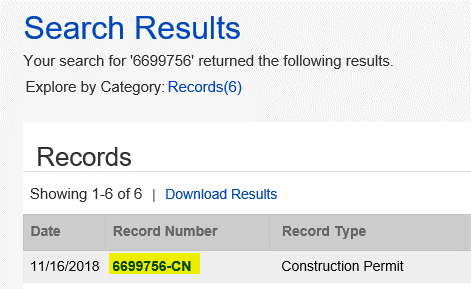 Search records with record number highlighted