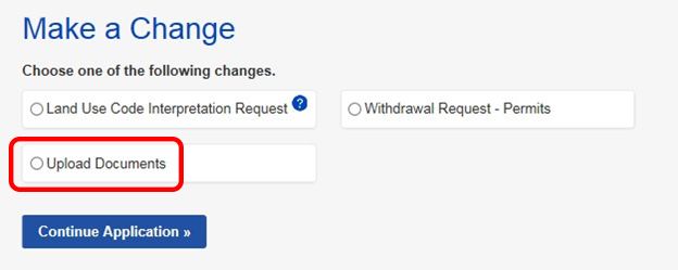 A screenshot highlighting where to find the Upload Documents option.