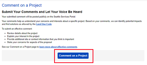 How To Submit A Public Comment Help Center Seattle Services Portal