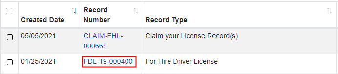 My records with record number highlighted