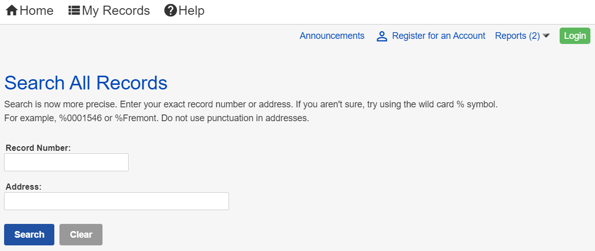 Search all records window