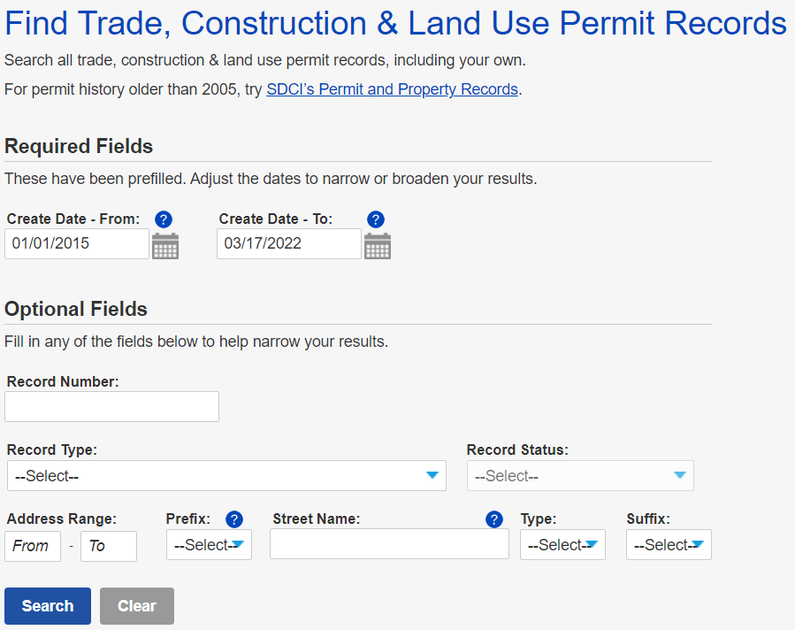 Find construction land use record window